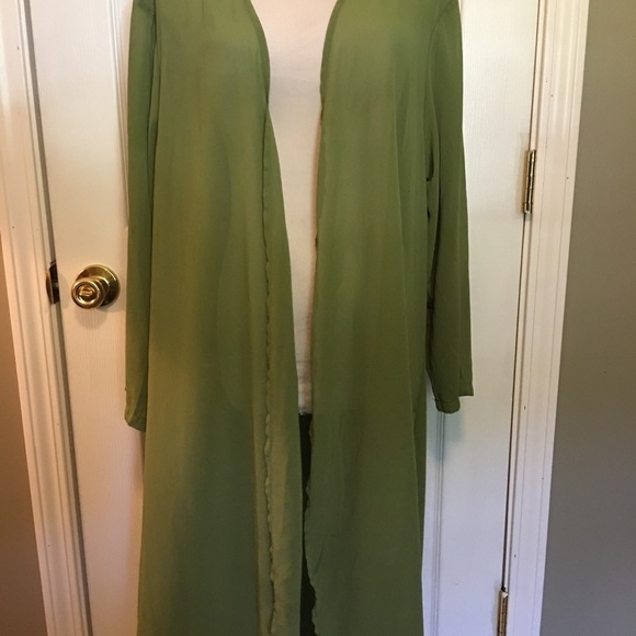 Lightly sheer duster, kimono open front long sleeve Sz 4X. Sweeping and flowy - Picture 3 of 10